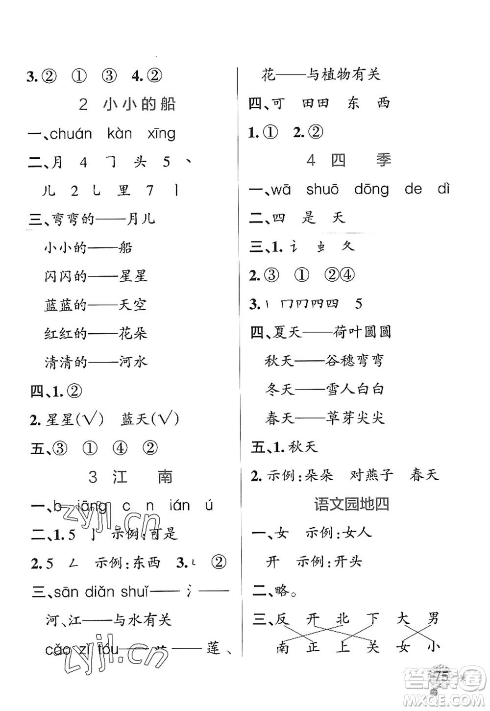 陜西師范大學(xué)出版總社2022PASS小學(xué)學(xué)霸作業(yè)本一年級(jí)語(yǔ)文上冊(cè)統(tǒng)編版廣東專版答案