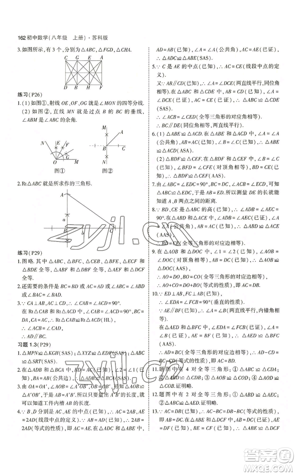 教育科學(xué)出版社2023年5年中考3年模擬八年級上冊數(shù)學(xué)蘇科版參考答案