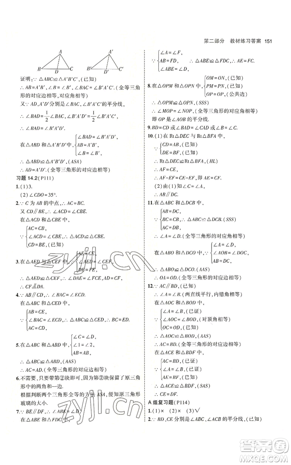 首都師范大學(xué)出版社2023年5年中考3年模擬八年級(jí)上冊(cè)數(shù)學(xué)滬科版參考答案