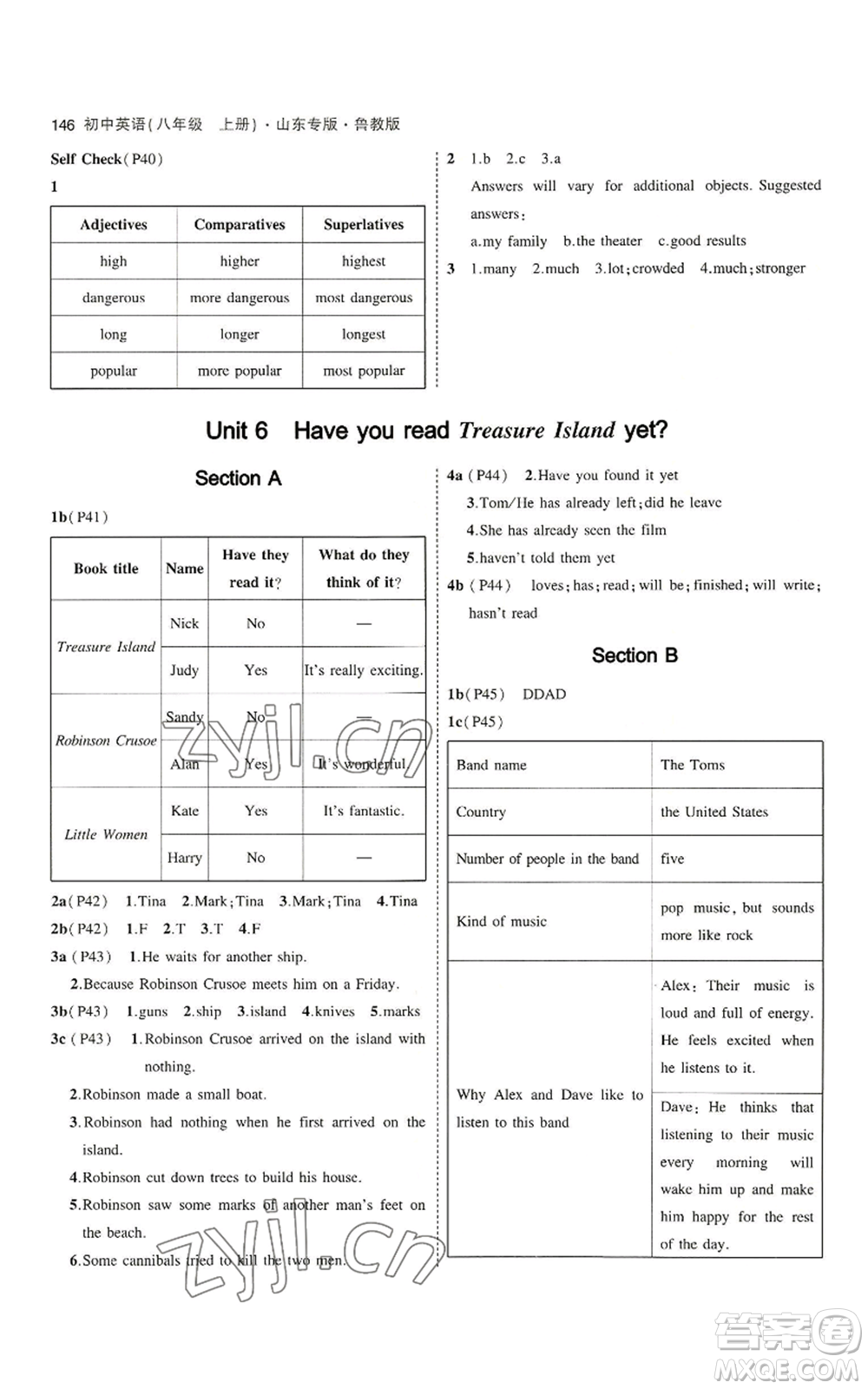 教育科學(xué)出版社2023年5年中考3年模擬八年級上冊英語魯教版山東專版參考答案