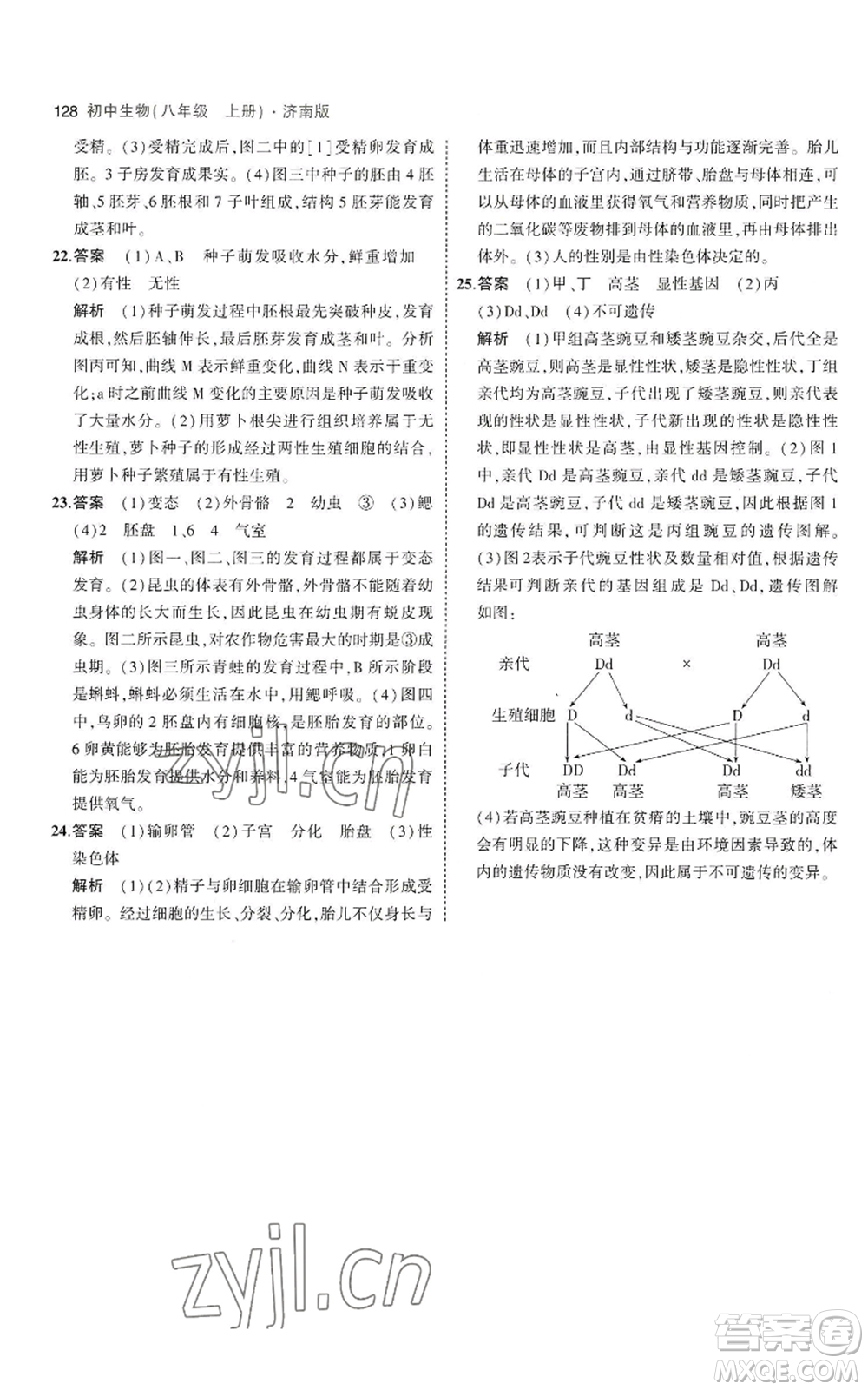 教育科學(xué)出版社2023年5年中考3年模擬八年級(jí)上冊(cè)生物濟(jì)南版參考答案