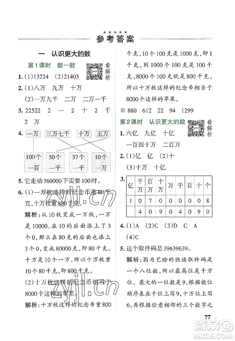 遼寧教育出版社2022PASS小學(xué)學(xué)霸作業(yè)本四年級(jí)數(shù)學(xué)上冊(cè)BS北師版答案