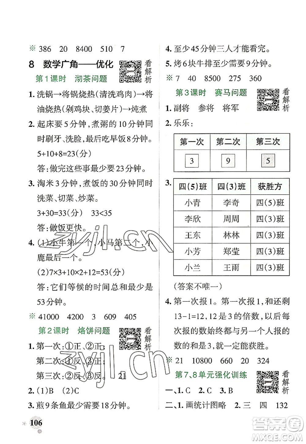 陜西師范大學(xué)出版總社2022PASS小學(xué)學(xué)霸作業(yè)本四年級數(shù)學(xué)上冊RJ人教版廣東專版答案