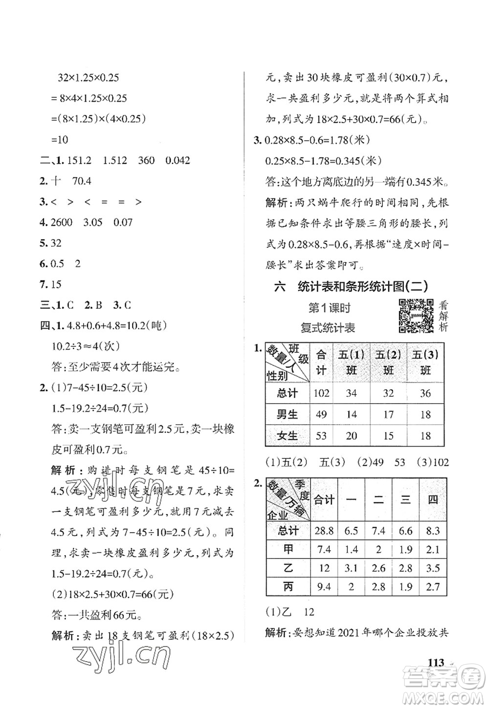 陜西師范大學出版總社2022PASS小學學霸作業(yè)本五年級數(shù)學上冊SJ蘇教版答案