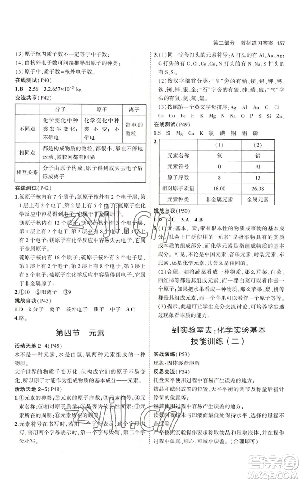 首都師范大學(xué)出版社2023年5年中考3年模擬九年級上冊化學(xué)魯教版參考答案