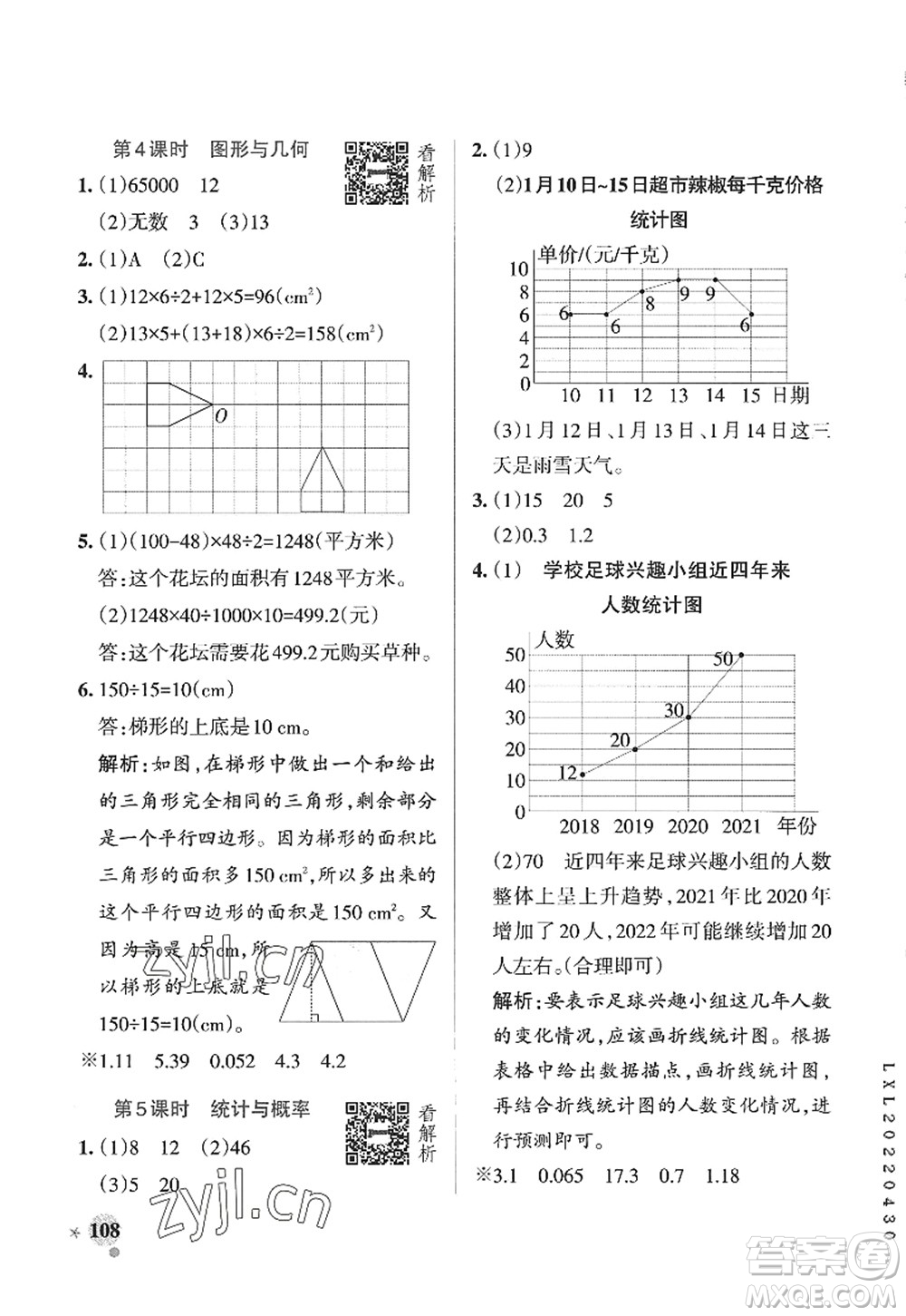 遼寧教育出版社2022PASS小學(xué)學(xué)霸作業(yè)本五年級數(shù)學(xué)上冊QD青島版山東專版答案