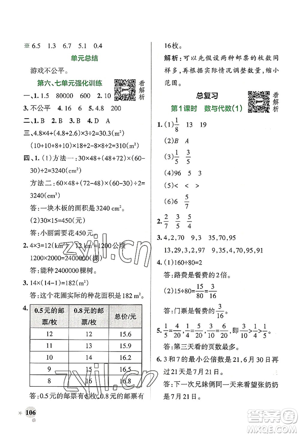 陜西師范大學(xué)出版總社2022PASS小學(xué)學(xué)霸作業(yè)本五年級(jí)數(shù)學(xué)上冊(cè)BS北師版廣東專版答案