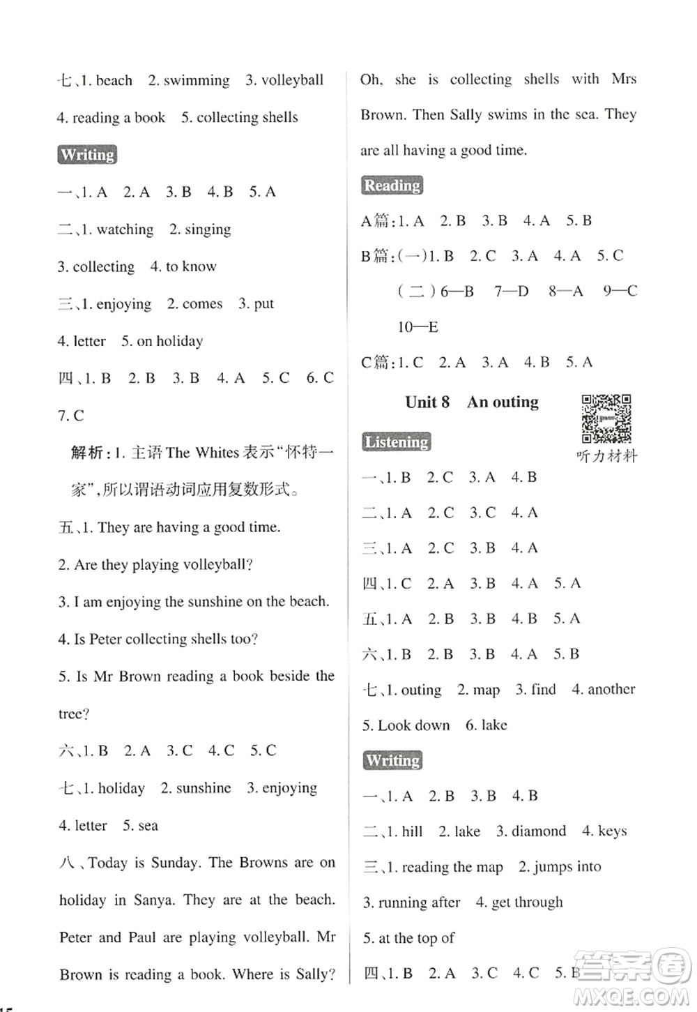 陜西師范大學(xué)出版總社2022PASS小學(xué)學(xué)霸作業(yè)本五年級(jí)英語(yǔ)上冊(cè)HJNJ滬教牛津版答案