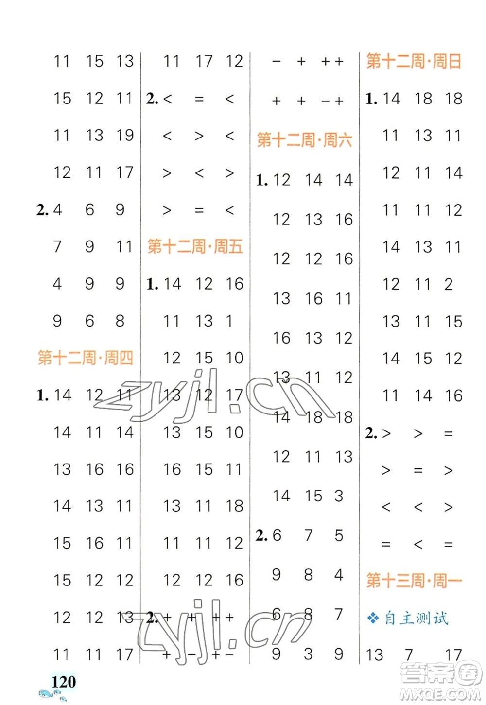 遼寧教育出版社2022PASS小學(xué)學(xué)霸天天計(jì)算一年級數(shù)學(xué)上冊RJ人教版答案