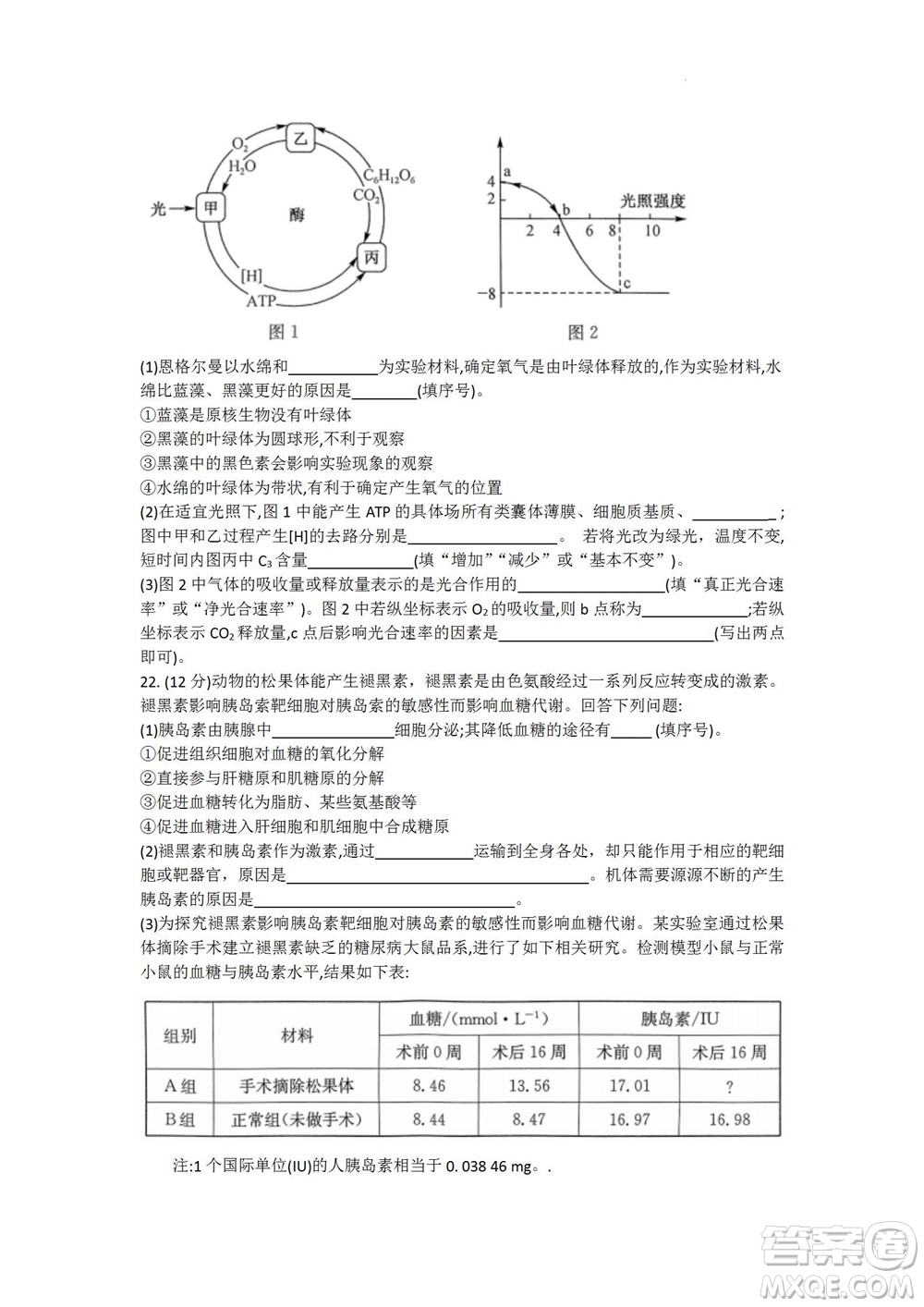 2023屆九師聯(lián)盟老高考高三摸底聯(lián)考生物試題及答案