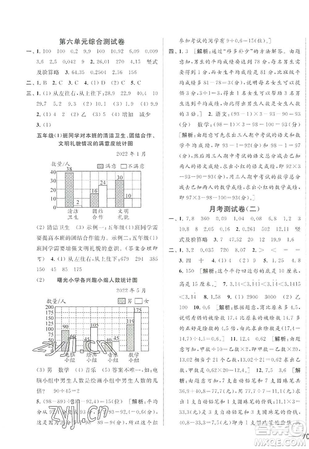 北京教育出版社2022亮點(diǎn)給力大試卷五年級(jí)數(shù)學(xué)上冊(cè)江蘇版答案