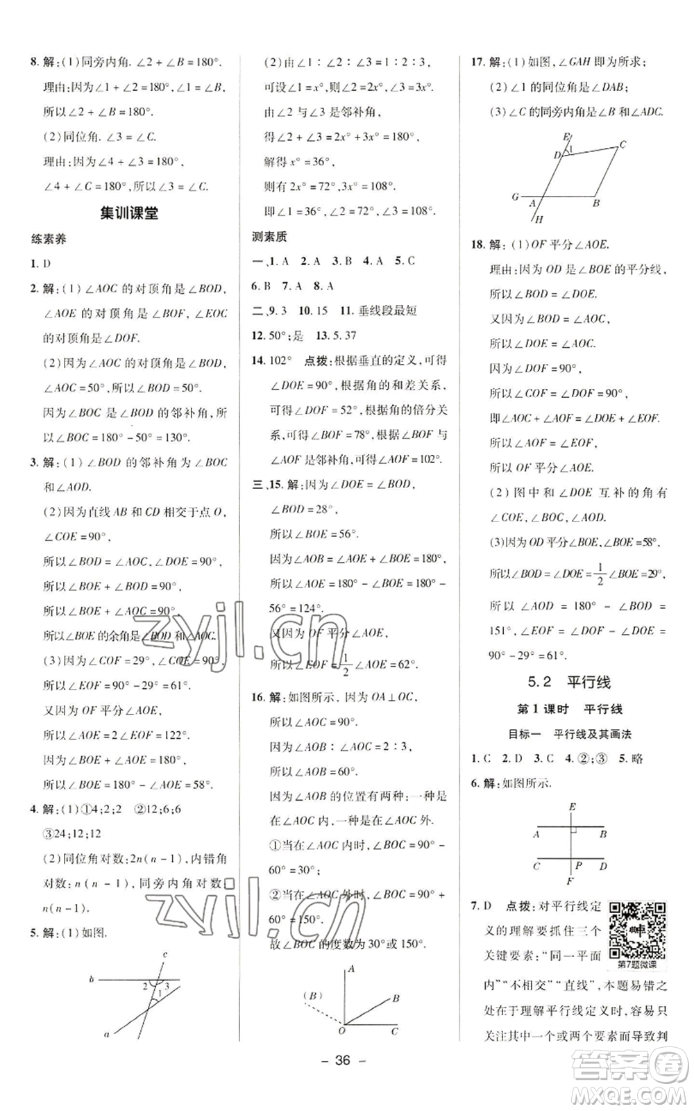 陜西人民教育出版社2022秋季綜合應(yīng)用創(chuàng)新題典中點(diǎn)提分練習(xí)冊(cè)七年級(jí)上冊(cè)數(shù)學(xué)華師大版參考答案