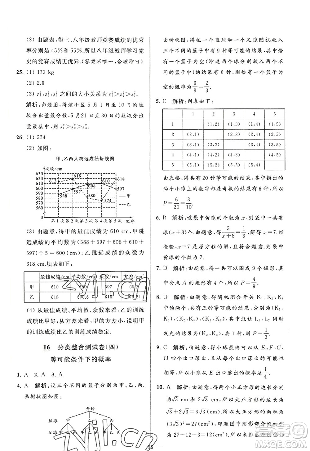 延邊教育出版社2022亮點(diǎn)給力大試卷九年級(jí)數(shù)學(xué)上冊(cè)SK蘇科版答案