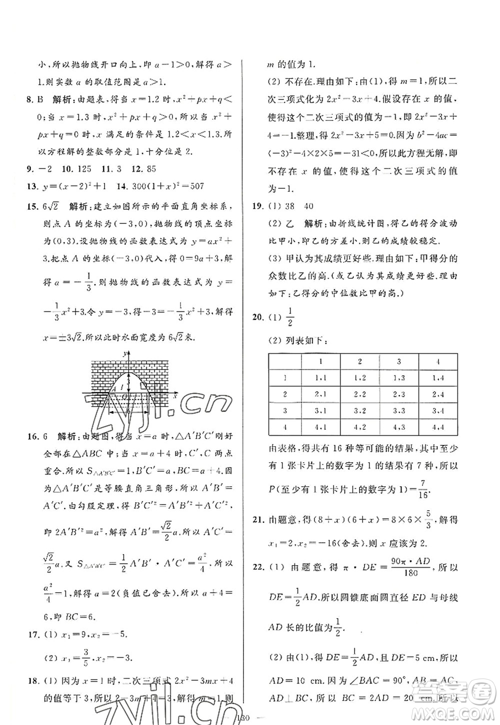 延邊教育出版社2022亮點(diǎn)給力大試卷九年級(jí)數(shù)學(xué)上冊(cè)SK蘇科版答案