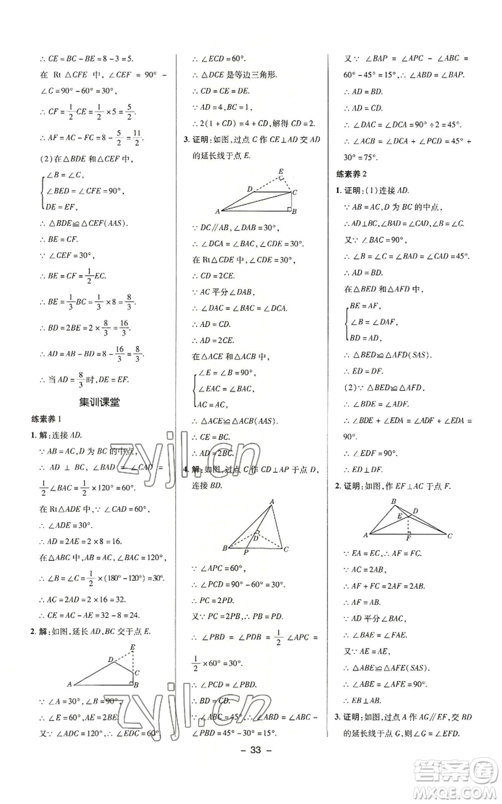 陜西人民教育出版社2022秋季綜合應(yīng)用創(chuàng)新題典中點(diǎn)提分練習(xí)冊八年級(jí)上冊數(shù)學(xué)滬科版參考答案