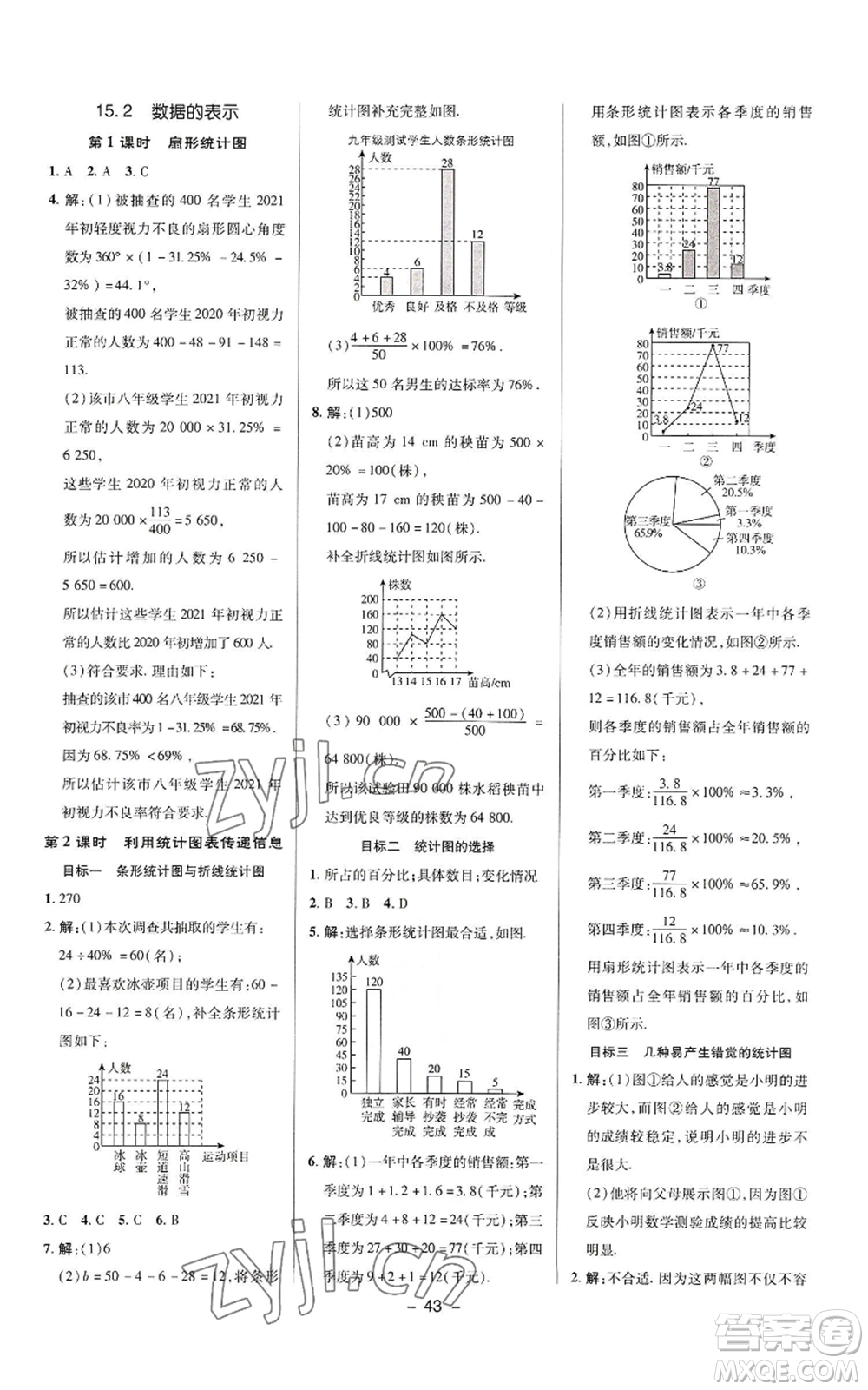 陜西人民教育出版社2022秋季綜合應用創(chuàng)新題典中點提分練習冊八年級上冊數學華師大版參考答案