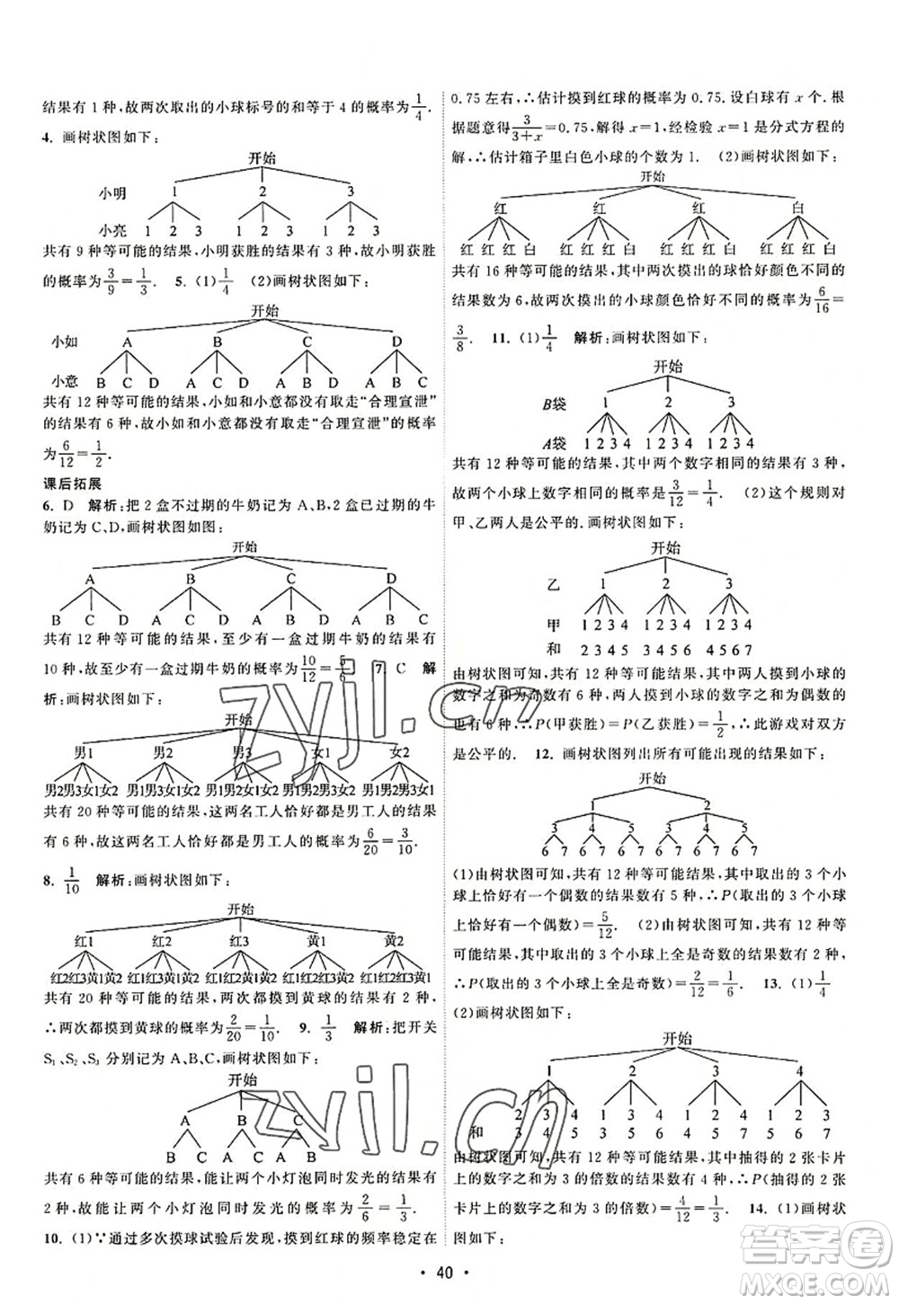 江蘇人民出版社2022課時(shí)提優(yōu)計(jì)劃作業(yè)本九年級(jí)數(shù)學(xué)上冊(cè)SK蘇科版答案