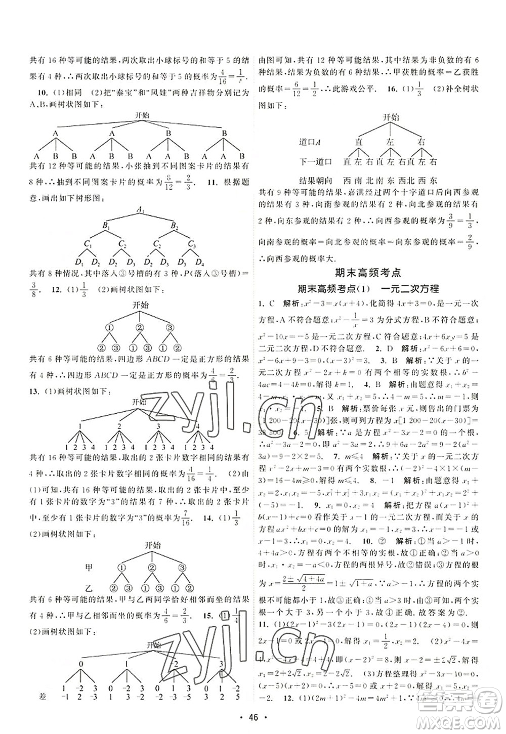 江蘇人民出版社2022課時(shí)提優(yōu)計(jì)劃作業(yè)本九年級(jí)數(shù)學(xué)上冊(cè)SK蘇科版答案