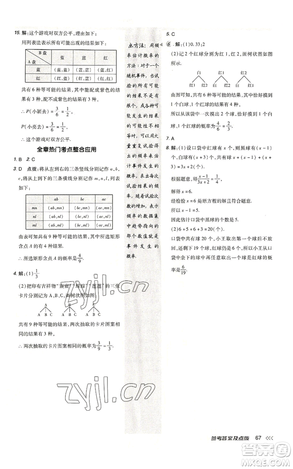 陜西人民教育出版社2022秋季綜合應(yīng)用創(chuàng)新題典中點提分練習冊九年級上冊數(shù)學人教版參考答案