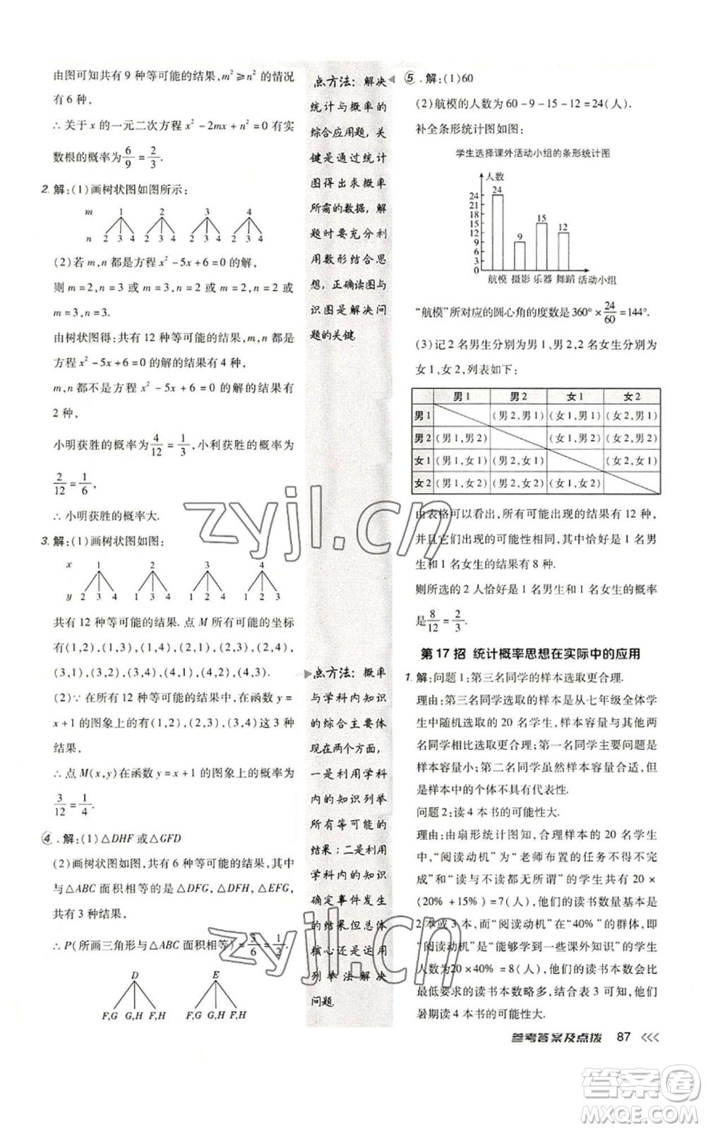 陜西人民教育出版社2022秋季綜合應(yīng)用創(chuàng)新題典中點提分練習冊九年級上冊數(shù)學人教版參考答案