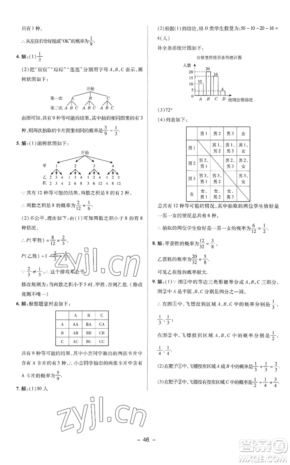 陜西人民教育出版社2022秋季綜合應(yīng)用創(chuàng)新題典中點提分練習冊九年級上冊數(shù)學蘇科版參考答案