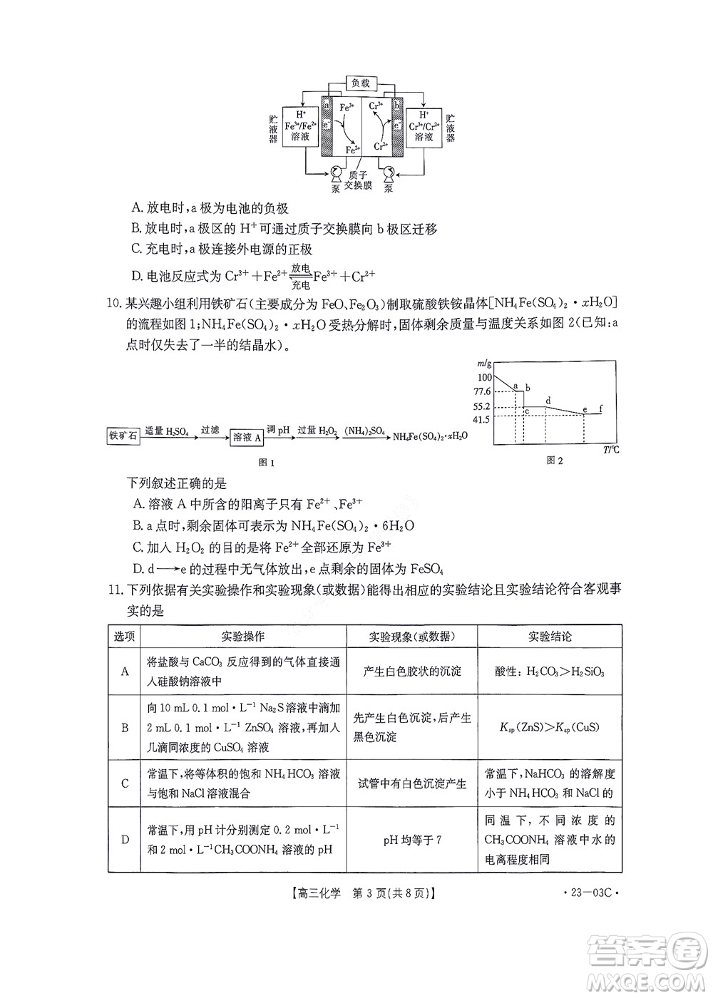 2022-2023年度河南省高三年級(jí)入學(xué)摸底考試一化學(xué)試題及答案