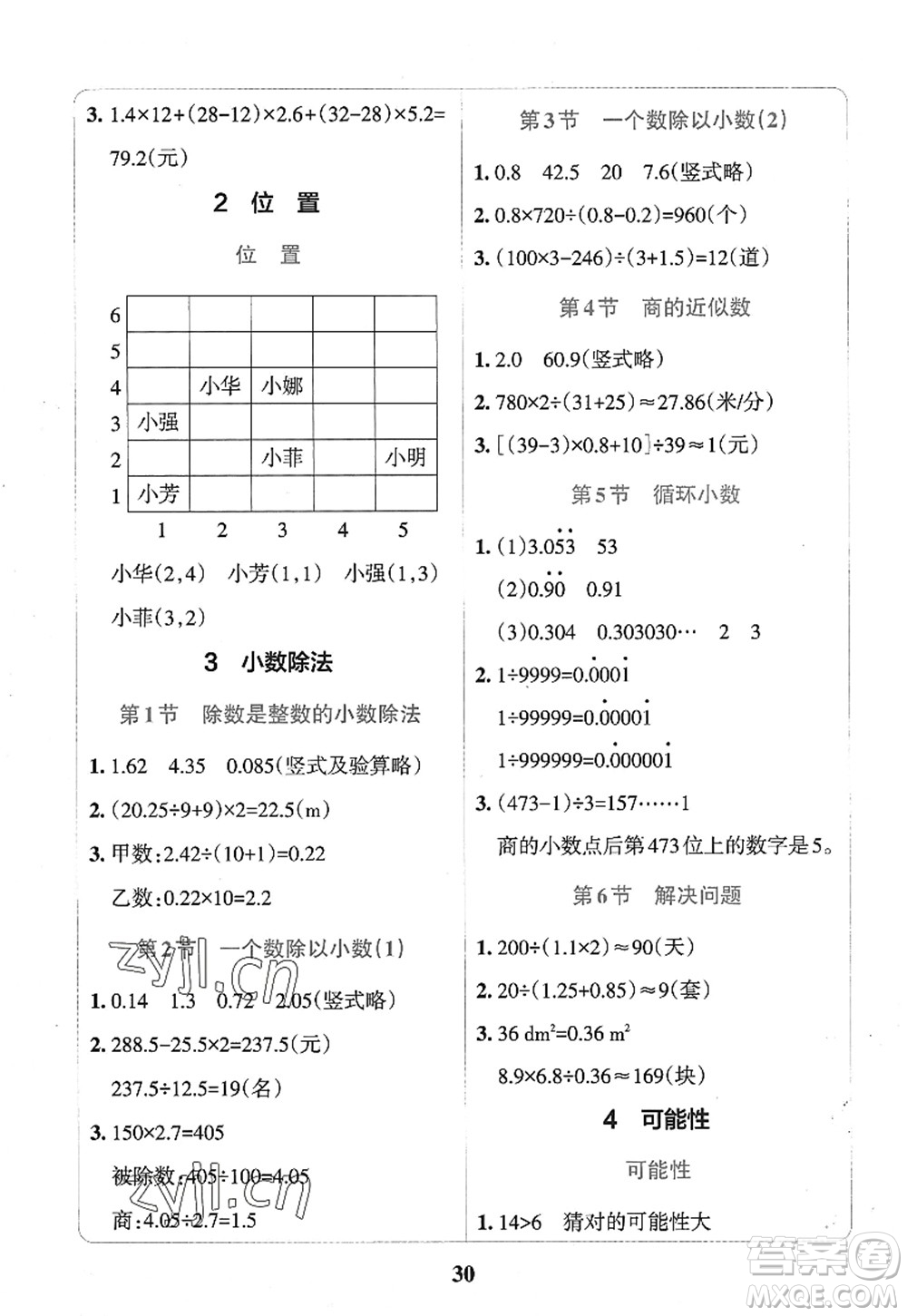 陜西師范大學(xué)出版總社2022PASS小學(xué)學(xué)霸沖A卷五年級數(shù)學(xué)上冊RJ人教版答案