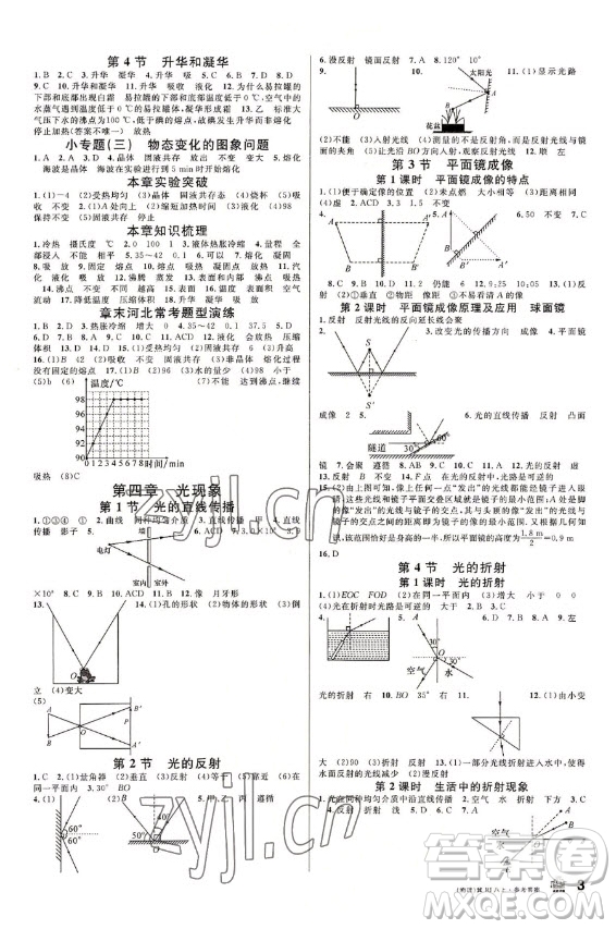 安徽師范大學(xué)出版社2022名校課堂物理八年級上RJ人教版河北專版答案