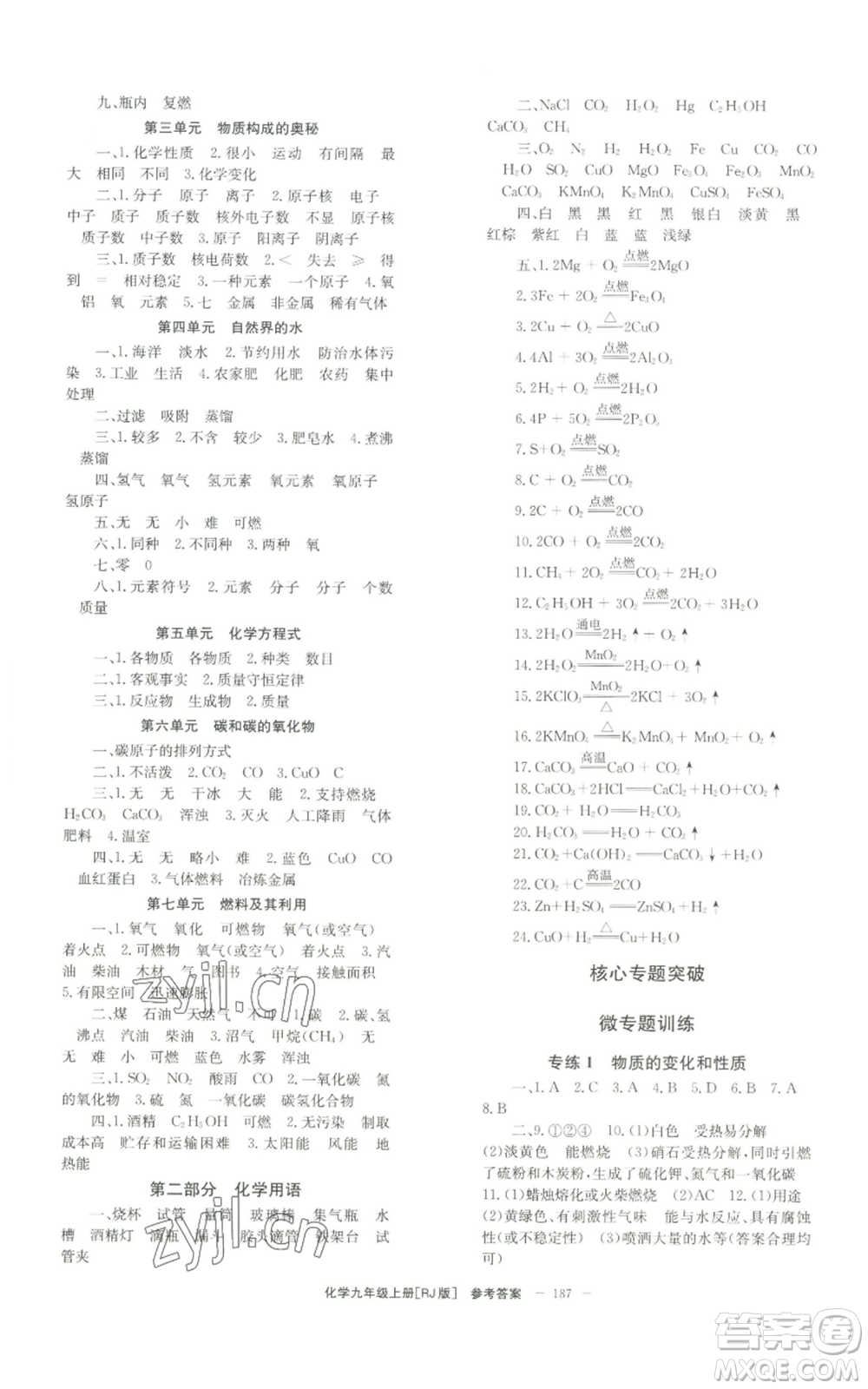 北京時(shí)代華文書(shū)局2022秋季全效學(xué)習(xí)學(xué)業(yè)評(píng)價(jià)方案九年級(jí)上冊(cè)化學(xué)人教版參考答案