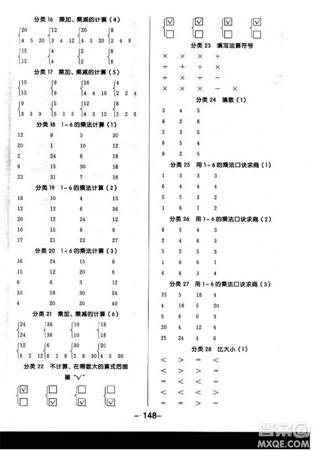 開(kāi)明出版社2022全品學(xué)練考數(shù)學(xué)二年級(jí)上冊(cè)蘇教版答案