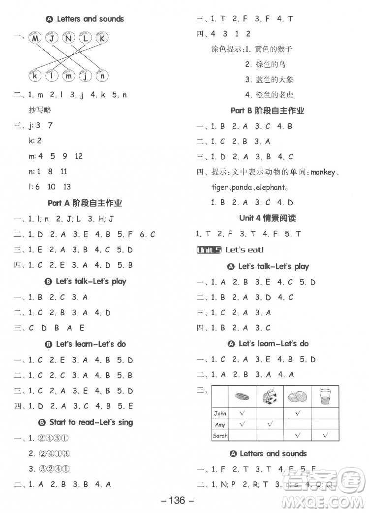 開明出版社2022全品學練考英語三年級上冊人教版答案