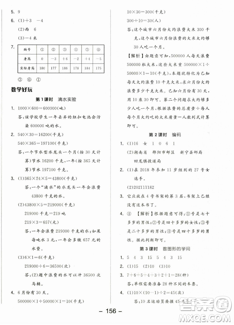 開明出版社2022全品學練考數(shù)學四年級上冊北師版答案