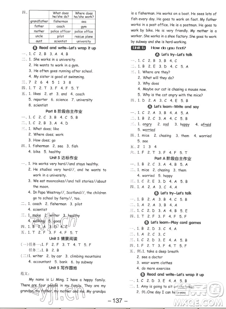 開(kāi)明出版社2022全品學(xué)練考英語(yǔ)六年級(jí)上冊(cè)人教版答案