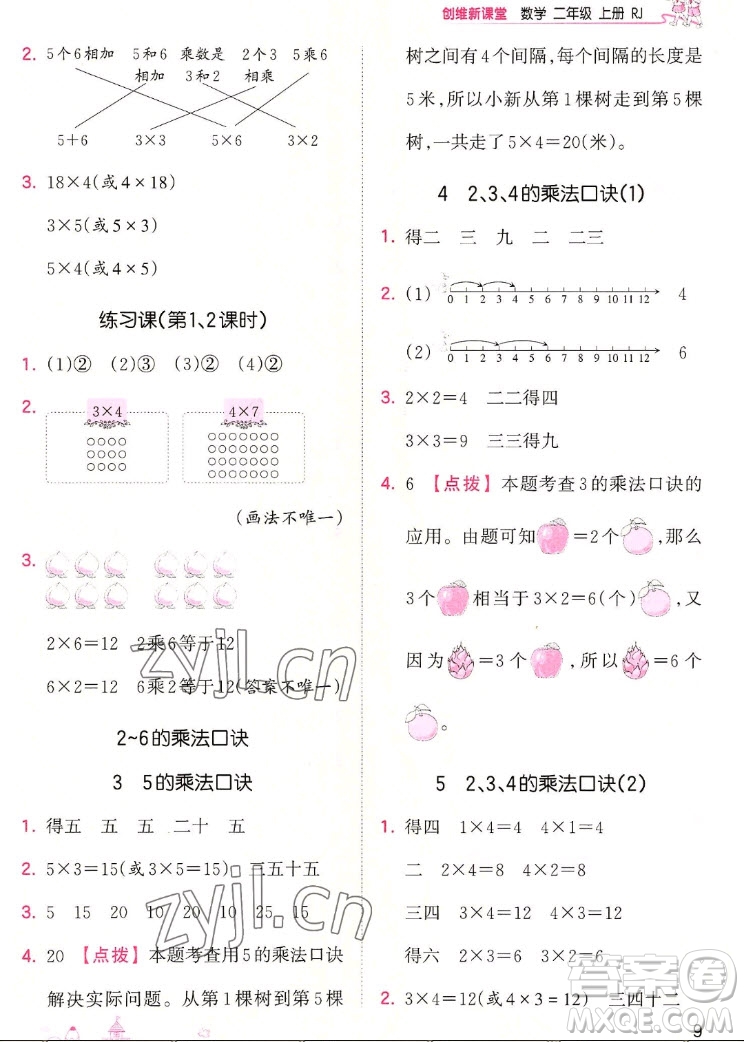 江西人民出版社2022王朝霞創(chuàng)維新課堂數(shù)學(xué)二年級(jí)上冊(cè)RJ人教版答案