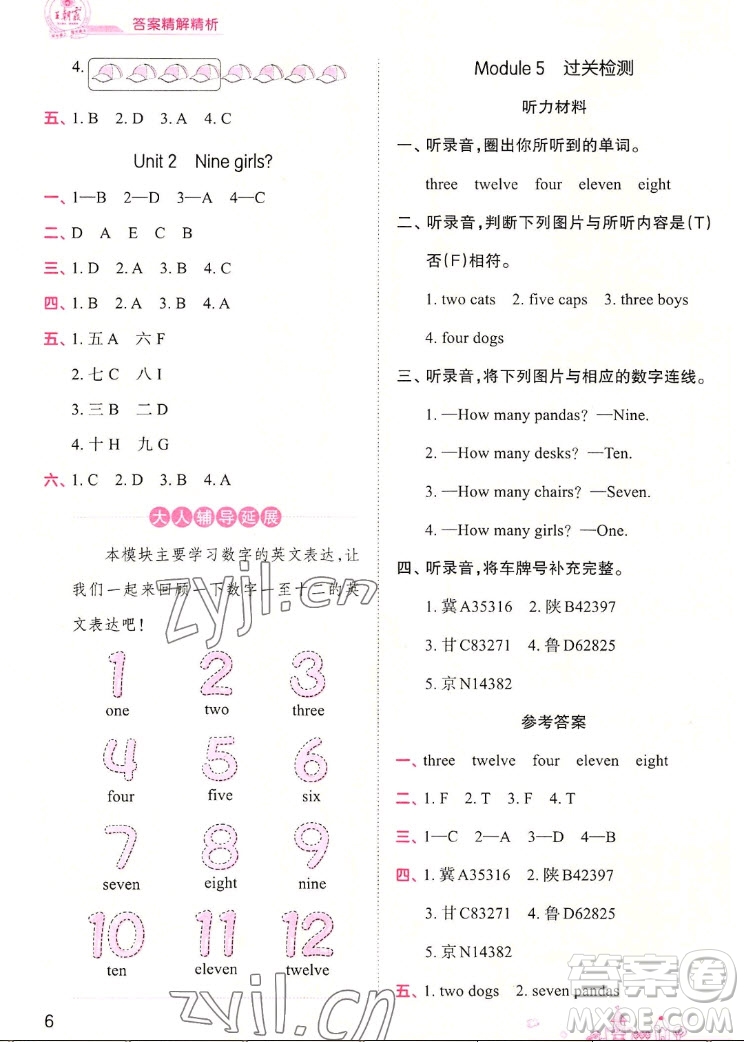 江西人民出版社2022王朝霞創(chuàng)維新課堂英語三年級(jí)上冊(cè)WY外研版答案