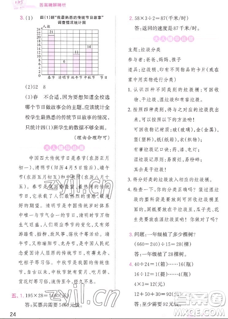 江西人民出版社2022王朝霞創(chuàng)維新課堂數(shù)學(xué)四年級(jí)上冊(cè)RJ人教版答案