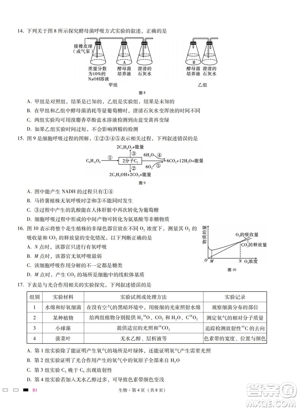 巴蜀中學(xué)2023屆高考適應(yīng)性月考卷一生物試題及答案