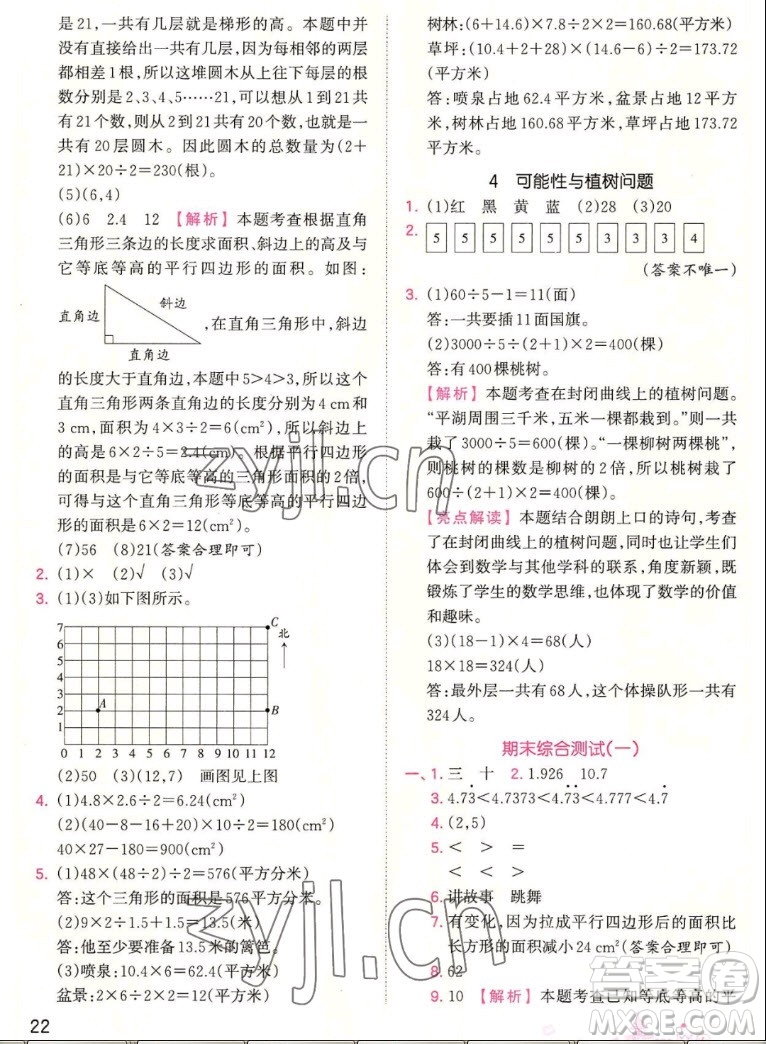 江西人民出版社2022王朝霞創(chuàng)維新課堂數(shù)學(xué)五年級(jí)上冊(cè)RJ人教版答案