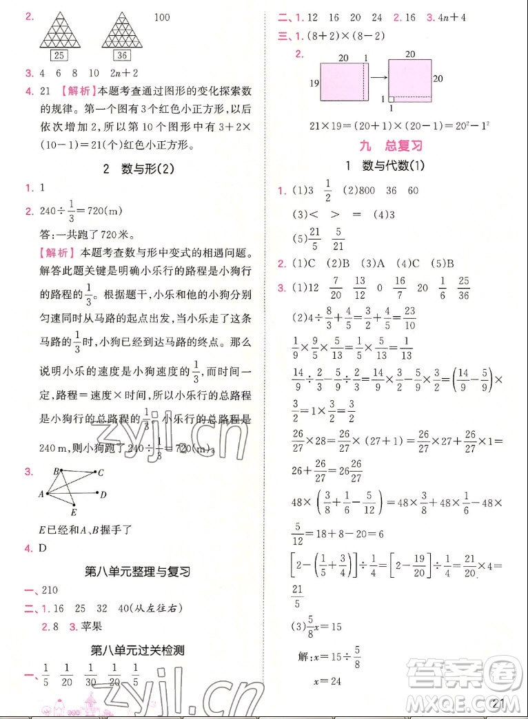 江西人民出版社2022王朝霞創(chuàng)維新課堂數(shù)學(xué)六年級上冊RJ人教版答案