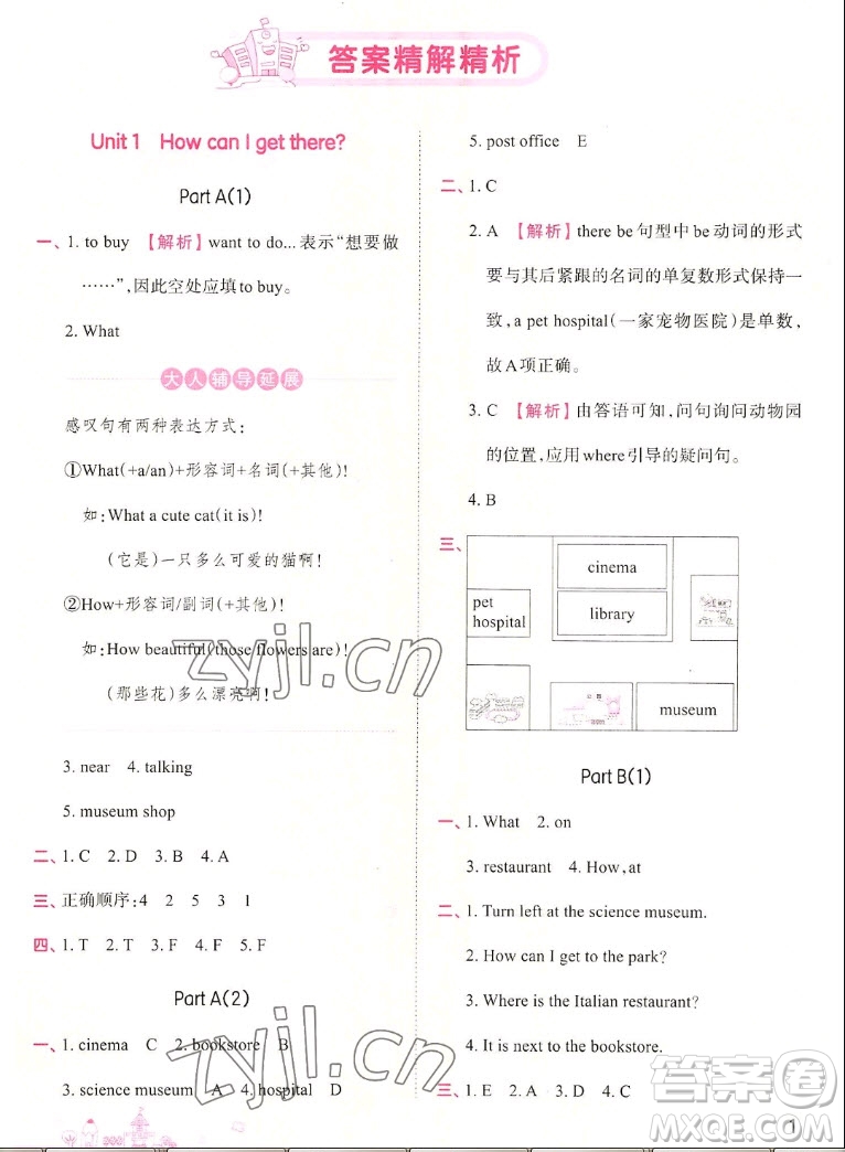 江西人民出版社2022王朝霞創(chuàng)維新課堂英語六年級上冊人教版答案