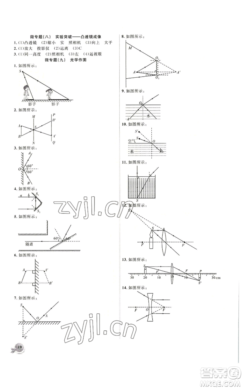 安徽大學(xué)出版社2022創(chuàng)新課堂創(chuàng)新作業(yè)本八年級上冊物理滬科版參考答案