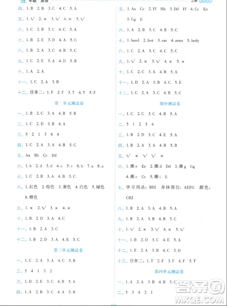 延邊人民出版社2022優(yōu)秀生作業(yè)本英語(yǔ)三年級(jí)上冊(cè)人教版答案