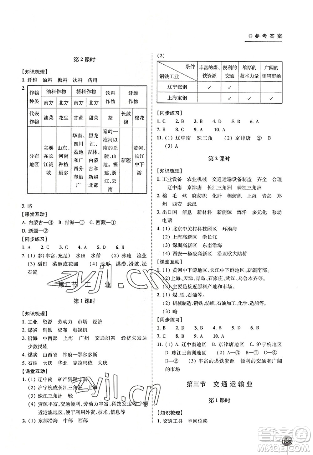 江蘇鳳凰科學技術(shù)出版社2022同步練習地理八年級上冊湘教版答案