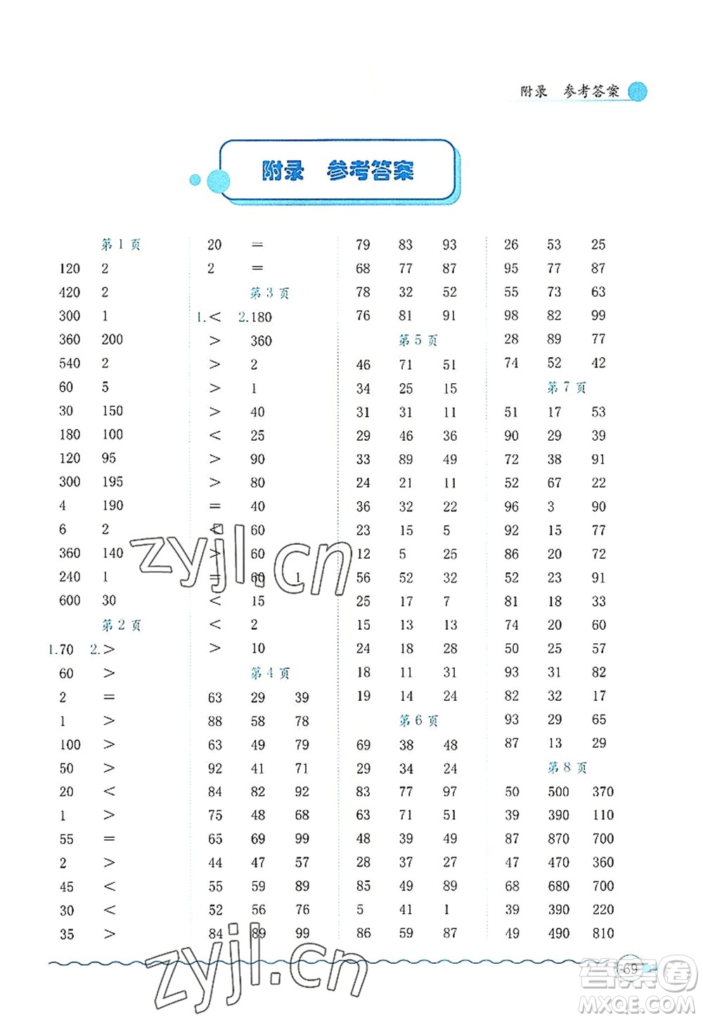 龍門書局2022黃岡小狀元口算速算練習(xí)冊三年級數(shù)學(xué)上冊R人教版答案