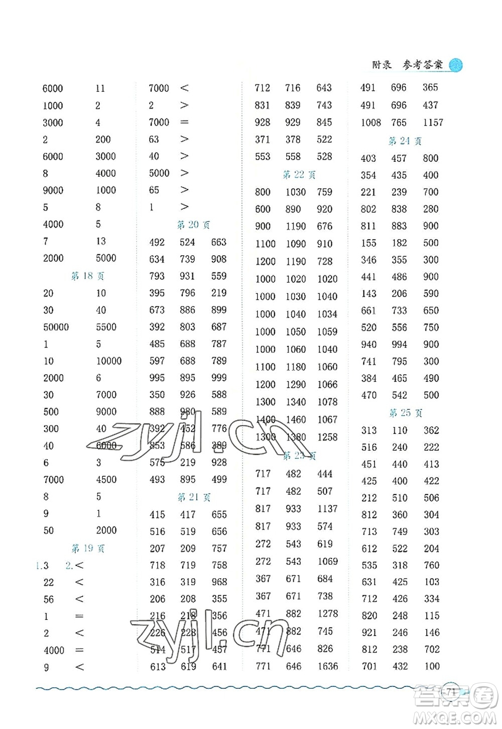 龍門書局2022黃岡小狀元口算速算練習(xí)冊三年級數(shù)學(xué)上冊R人教版答案