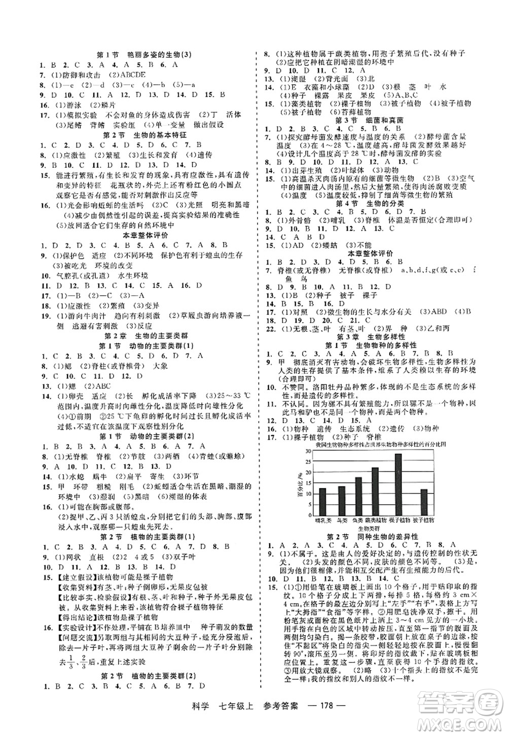 天津人民出版社2022精彩練習(xí)就練這一本七年級(jí)科學(xué)上冊(cè)華師大版答案