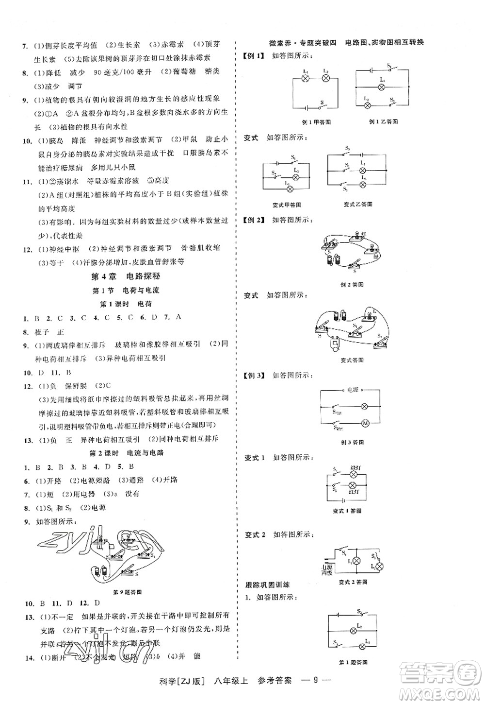 浙江工商大學(xué)出版社2022精彩練習(xí)就練這一本八年級(jí)科學(xué)上冊(cè)ZJ浙教版答案