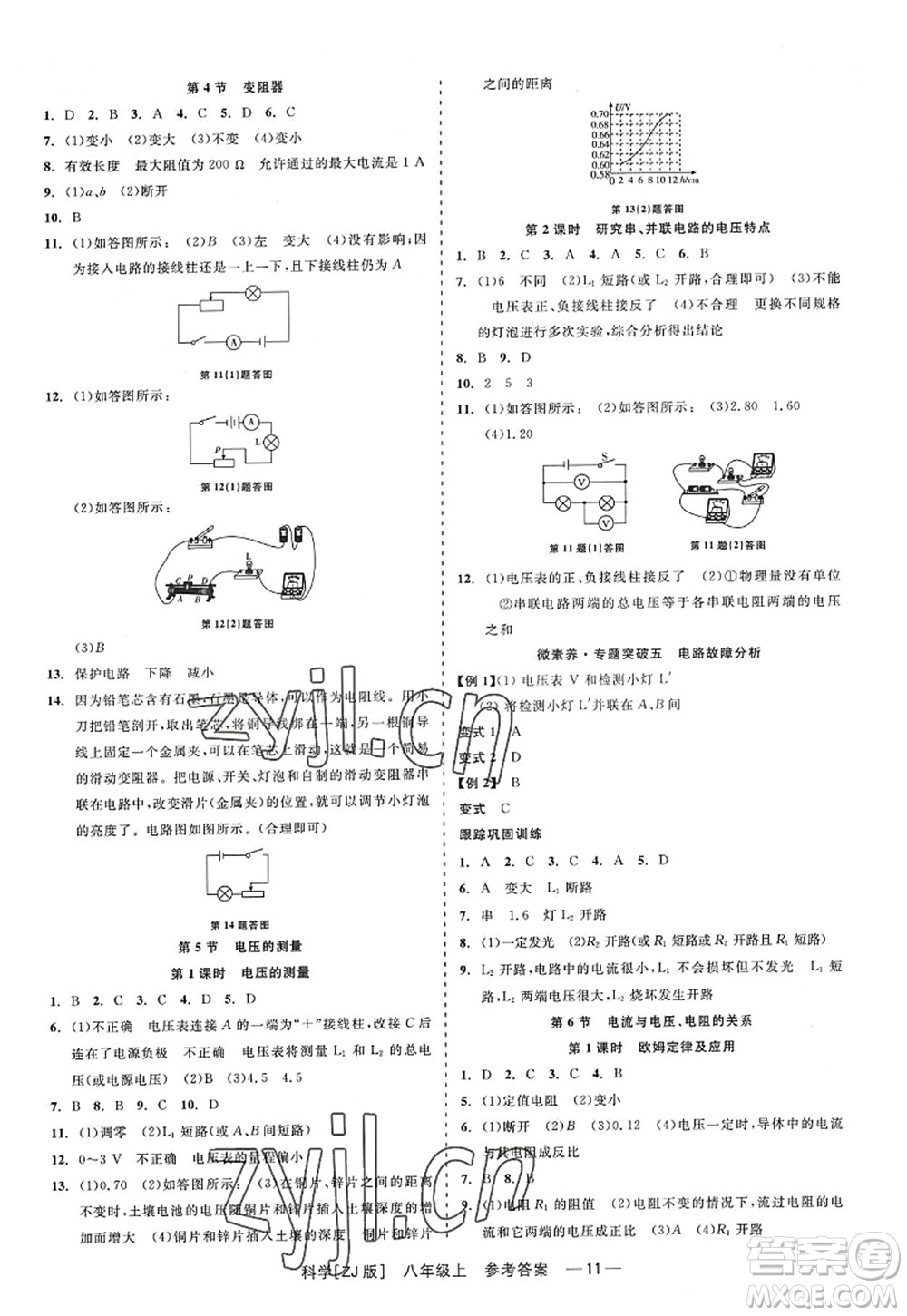 浙江工商大學(xué)出版社2022精彩練習(xí)就練這一本八年級(jí)科學(xué)上冊(cè)ZJ浙教版答案