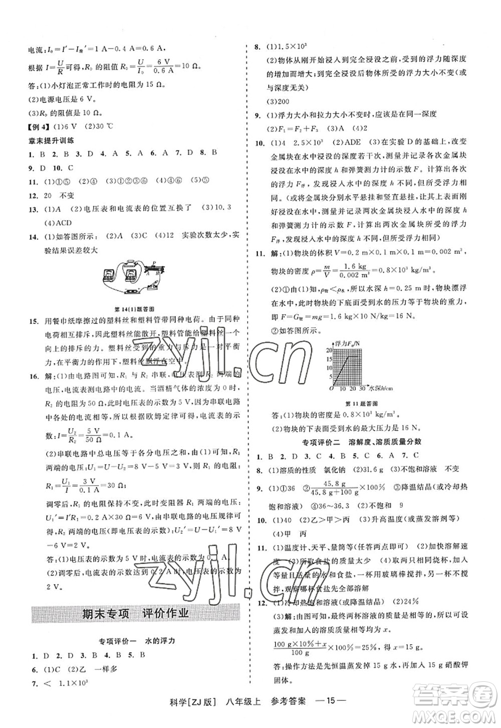 浙江工商大學(xué)出版社2022精彩練習(xí)就練這一本八年級(jí)科學(xué)上冊(cè)ZJ浙教版答案