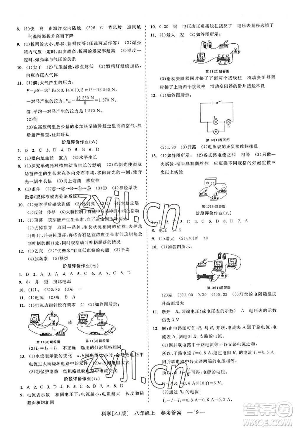 浙江工商大學(xué)出版社2022精彩練習(xí)就練這一本八年級(jí)科學(xué)上冊(cè)ZJ浙教版答案